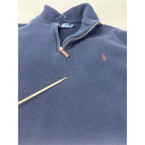 Polo Ralph Lauren Mens 2XL Dark Blue 1/4 Zip Long Sleeve Sweater - Picture 6 of 7